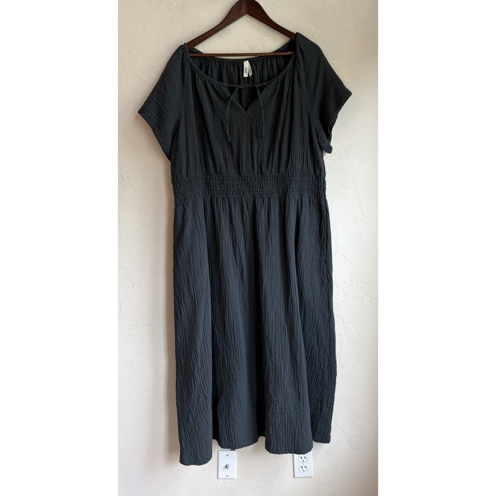 Pact Coastal Double Gauze Midi Dress XXL Minimalist Cottagecore Organic Cotton